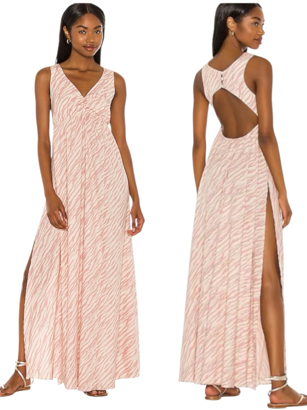 BOAMAR x Anthropologie Yohey Pink Zebra Print Cutout Maxi Dress / Cover Up - XS